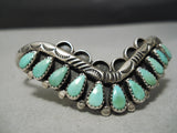 Waving Tears Of Turquoise Green Sterling Silver Native American Navajo Bracelet Old-Nativo Arts