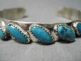 Quality Vintage Native American Navajo Morenci Turquoise Sterling Silver Bracelet Old-Nativo Arts