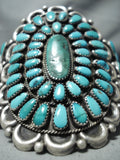 Striking Vintage Native American Navajo Turquoise Sterling Silver Cluster Bracelet Old-Nativo Arts
