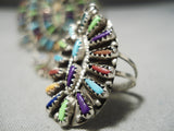 Cute Vintage Native American Navajo Zuni Turquoise Nedle Sterling Silver Slave Bracelet-Nativo Arts