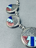 More Detailed Vintage Native American Navajo Turquoise Inlay Sterling Silver Necklace-Nativo Arts