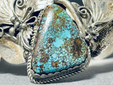 Highly Detailed Vintage Native American Navajo Rare Turquoise Sterling Silver Bracelet-Nativo Arts