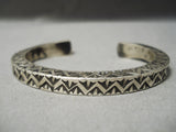 Thick And Detailed!! Native American Navajo Sterling Silver All Sides Detail Bracelet!-Nativo Arts