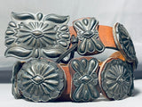 Important Vintage Native American Navajo David Reeves Hand Tooled Sterling Silver Concho Belt-Nativo Arts