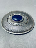Gibson Nez Top 10 Artists Vintage Native American Navajo Lapis Sterling Silver Buckle-Nativo Arts
