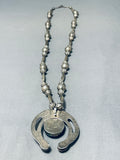One Of The Best Hand Tooled Vintage Native American Navajo Turquoise Sterling Silver Necklace-Nativo Arts
