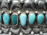Outstanding Vintage Native American Navajo Turquoise Sterling Silver Bracelet Old-Nativo Arts
