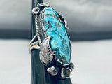Fabulous Vintage Native American Navajo Old Deposit Turquoise Sterling Silver Ring-Nativo Arts
