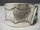 Intricate Vintage Native American Navajo Delbert Watka Turquoise Sterling Silver Bracelet-Nativo Arts