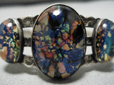 Very Rare Vintage Native American Navajo Opalescence Sterling Silver Bracelet Old-Nativo Arts