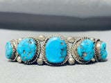 Chunky Graduating Vintage Native American Navajo Turquoise Sterling Silver Bracelet-Nativo Arts