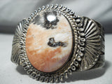 Heavy Thick Vintage Native American Navajo Early Petrified Wood Sterling Silver Bracelet-Nativo Arts