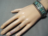 Very Unique Vintage Native American Navajo Royston Turquoise Inlay Sterling Silver Bracelet-Nativo Arts