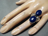 Stunning Signed Navajo Native American Lapis Sterling Silver Ring-Nativo Arts