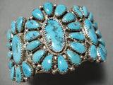 Incrredible Natural Turquoise Vintage Native American Navajo Sterling Silver Bracelet Cuff-Nativo Arts