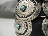 One Of Best Vintage Native American Navajo Turquoise Sterling Silver Hat Concho Belt Old-Nativo Arts