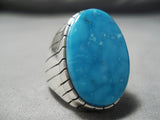Heavy Mens Native American Navajo Spiderweb Turquoise Sterling Silver Ring-Nativo Arts