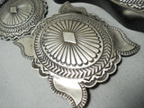 Harry Joe Hand Tooled Vintage Native American Navajo Sterling Silver Concho Belt Old-Nativo Arts