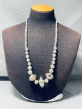 Native American One Of The Most Unique Bead Vintage Navajo Sterling Silver Necklace-Nativo Arts