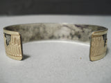 Detailed!! Real Gold Vintage Navajo Sterling Silver Native American Bracelet-Nativo Arts