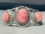 Important Vintage Native American Navajo Rhodochrosite Sterling Silver Bracelet-Nativo Arts