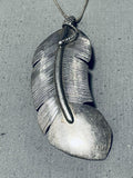 Beautiful Vintage Native American Navajo Sterling Silver Feather Necklace-Nativo Arts