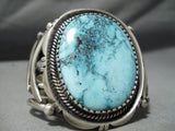 One Of Biggest Best Vintage Native American Navajo Verdy Jake Turquoise Sterling Silver Bracelet-Nativo Arts