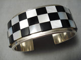 Important Vintage Native American Navajo Tommy Jackson Sterling Silver Pearl Jet Bracelet-Nativo Arts