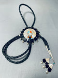 Huge Detailed Lonjose Sensational Native American Zuni Turquoise Sterling Silver Bolo-Nativo Arts