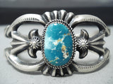 Signed Vintage Native American Navajo Gilbert Turquoise Sterling Silver Bracelet-Nativo Arts