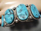 Amazing Vintage Native American Navajo Sleeping Beauty Turquoise Sterling Silver Bracelet-Nativo Arts