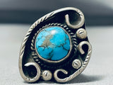 Tremendous Vintage Native American Navajo Kingman Turquoise Sterling Silver Ring-Nativo Arts