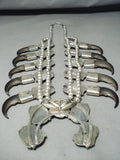 389 Gram Bear Vintage Native American Navajo Turquoise Sterling Silver Squash Blossom Necklace-Nativo Arts