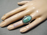 Important Navajo Carico Lake Turquoise Sterling Silver Ring Native American-Nativo Arts