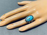 Marvelous Vintage Native American Navajo Kingman Turquoise Sterling Silver Ring-Nativo Arts