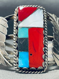Beautiful Vintage Native American Navajo Turquoise Sterling Silver Leaf Bracelet-Nativo Arts