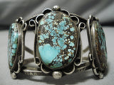 Incredible Vintage Native American Navajo Spiderweb Turquoise Sterling Silver Bracelet Old-Nativo Arts