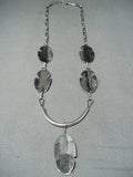Astonishing Native American Navajo 5 Sterling Silver Feathers Necklace-Nativo Arts