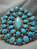 Colossal Vintage Native American Navajo Sky Blue Turquoise Sterling Silver Bracelet Old-Nativo Arts