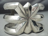 Heavy Thick!! Vintage Native American Navajo X Sterling Silver Bracelet Old-Nativo Arts