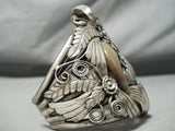 HUGE BEAR CLAW Vintage Native American Navajo Royston Turquoise Sterling Silver Bracelet-Nativo Arts