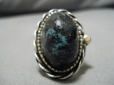 One Of The Best Vintage Native American Navajo Lander Blue Turquoise Sterling Silver Ring-Nativo Arts