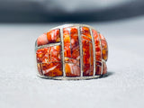 Eye-catching Native American Navajo Spiny Oyster Sterling Silver Ring-Nativo Arts