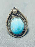 Amazing Vintage Native American Navajo Easter Blue Turquoise Sterling Silver Ring-Nativo Arts