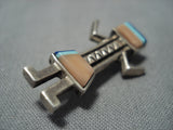 Intrciate!! Vintage Navajo Kachina Turquoise Native American Sterling Silver Pin-Nativo Arts