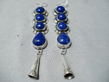 Important Navajo Lapis Sterling Silver Earrings Native American-Nativo Arts