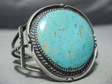 Awesome Vintage Native American Navajo Earth Blue Turquoise Sterling Silver Bracelet Old-Nativo Arts