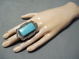 Important Vintage Native American Navajo Tommy Jackson Turquoise Sterling Silver Ring-Nativo Arts