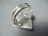 Exceptional Navajo Lapis Sterling Silver Flag Ring Native American-Nativo Arts