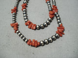 Wrap Around Navajo Coral Sterling Silver Necklace Native American-Nativo Arts